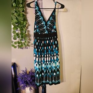Dress barn blue and black sleeveless dress size 12